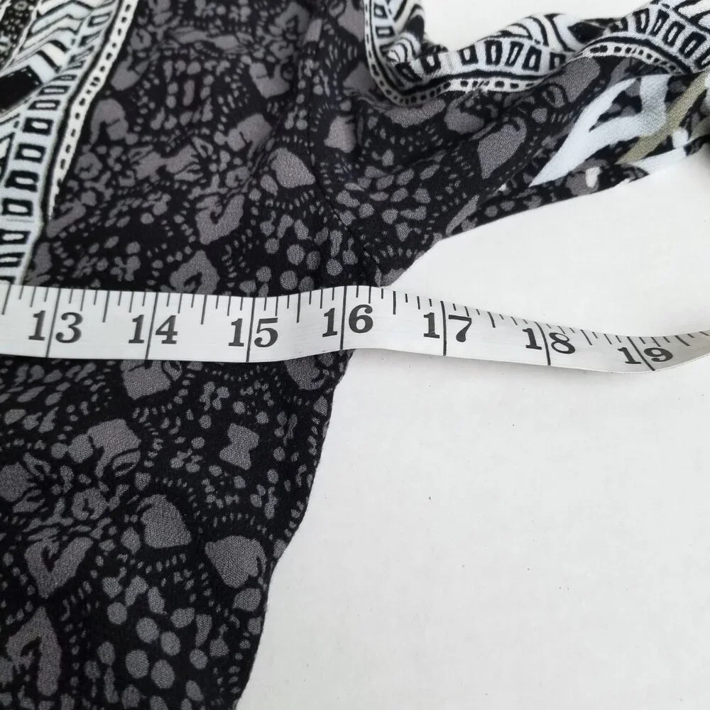 Free People Teagan Boho Tribal Print Mini Dress Bell Sleeves Black White Size S